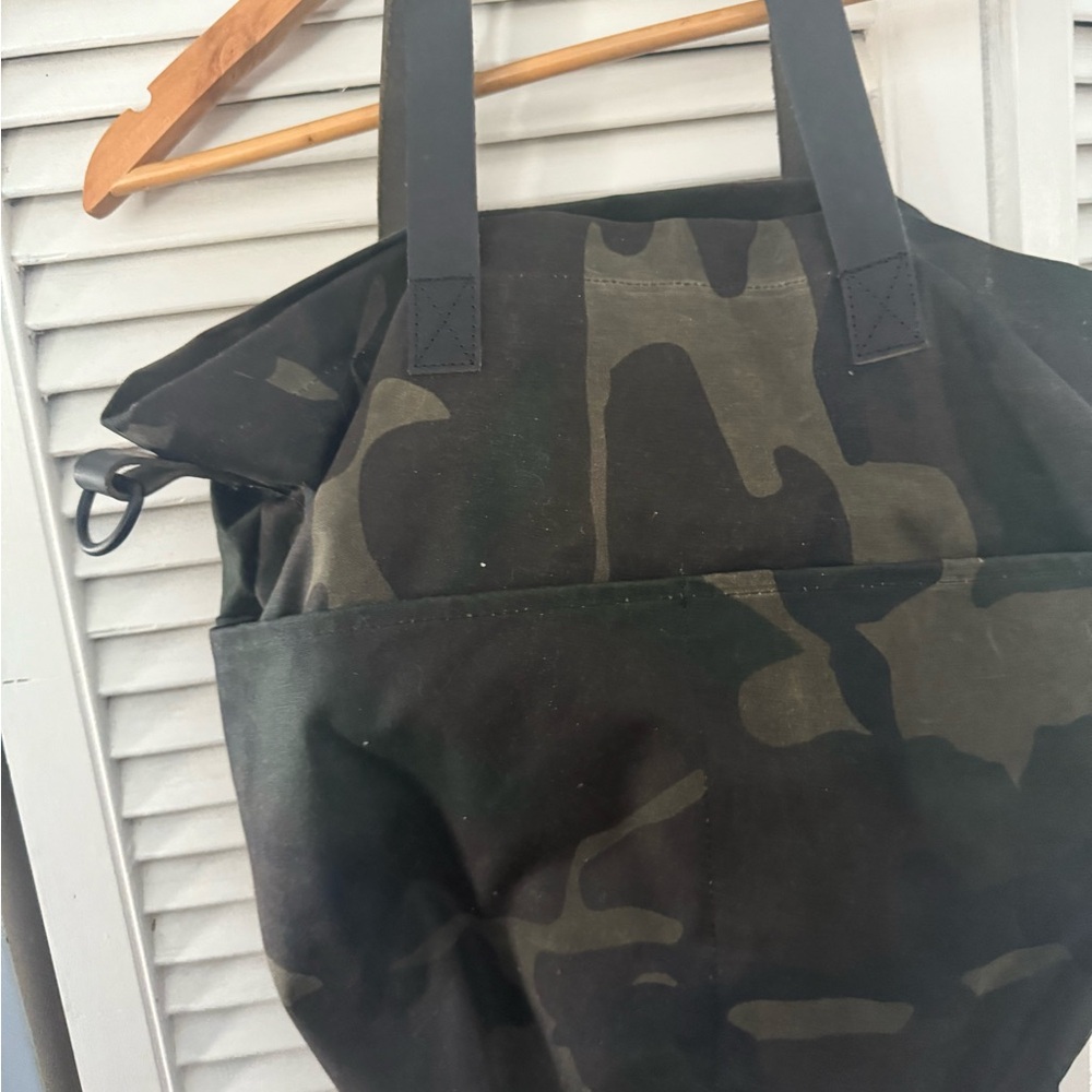 Twig and Horn Beige waxed Canvas Tote Bag with Black Trim
